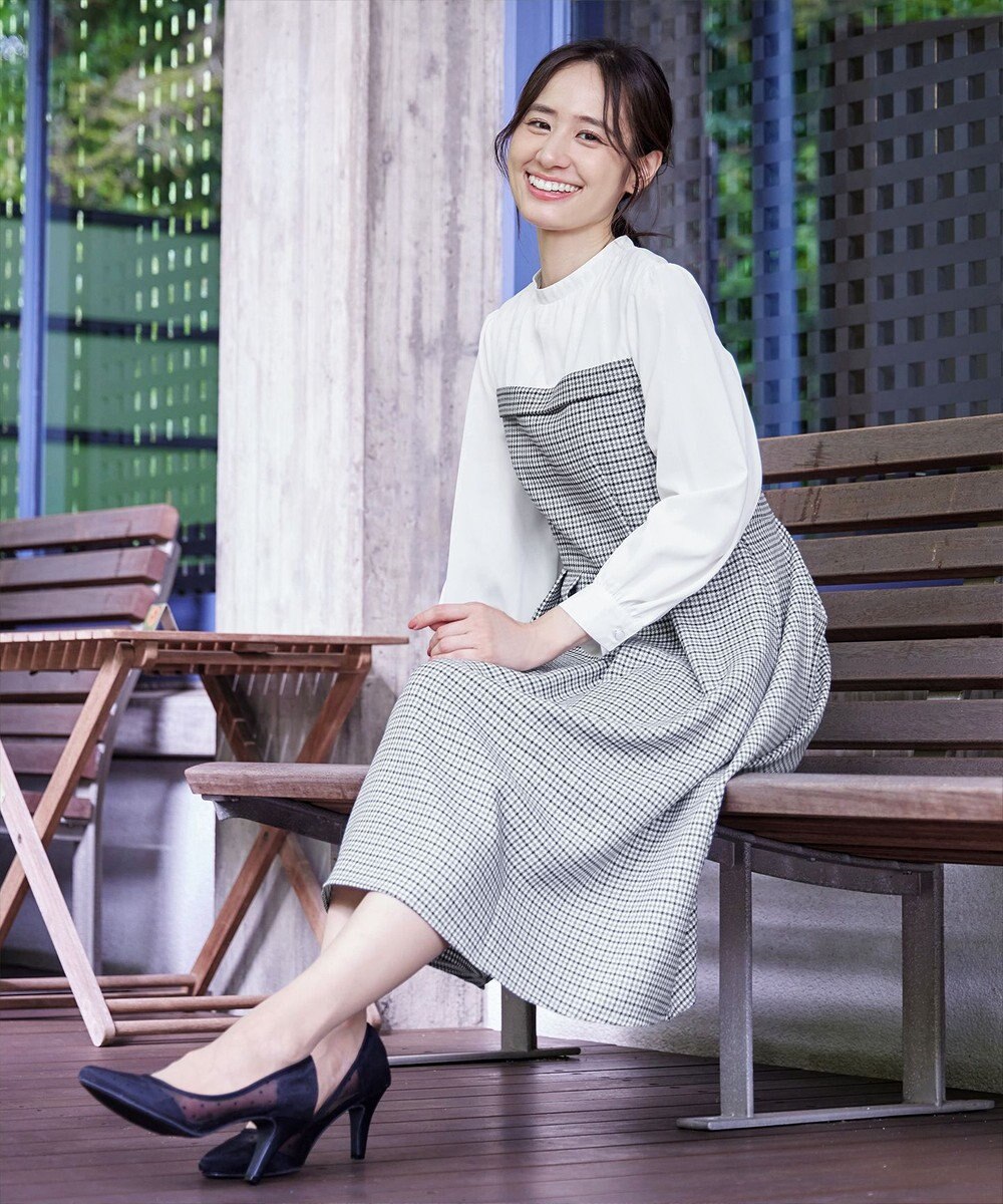 Tiaclasse 【洗える】ビスチェ風ツイードチェックドッキングワンピース 