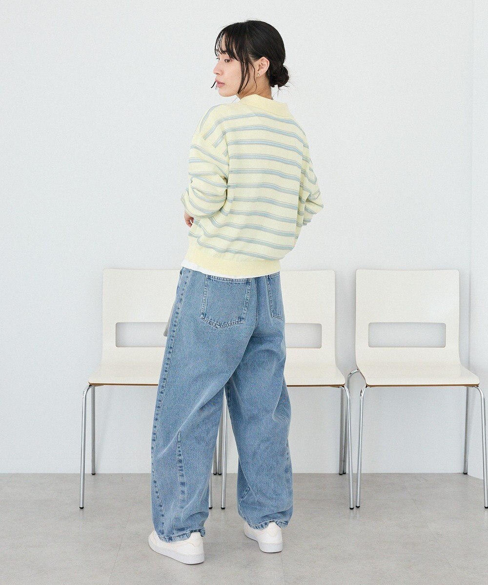 CRAFT STANDARD BOUTIQUE シアーボーダーポロ衿ニットプルオーバー 