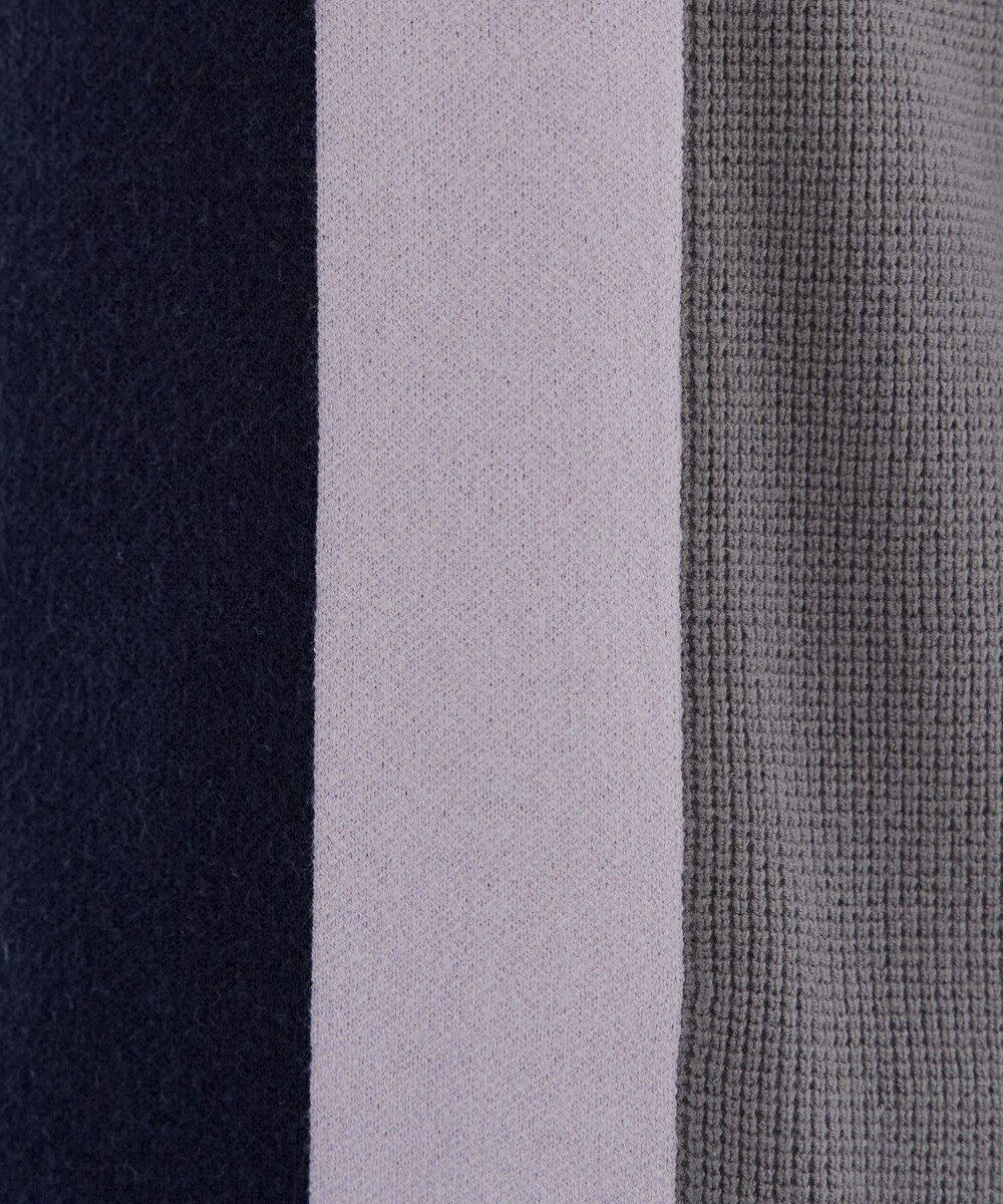 Tiaclasse 配色ワッフル切替ニットチュニック 