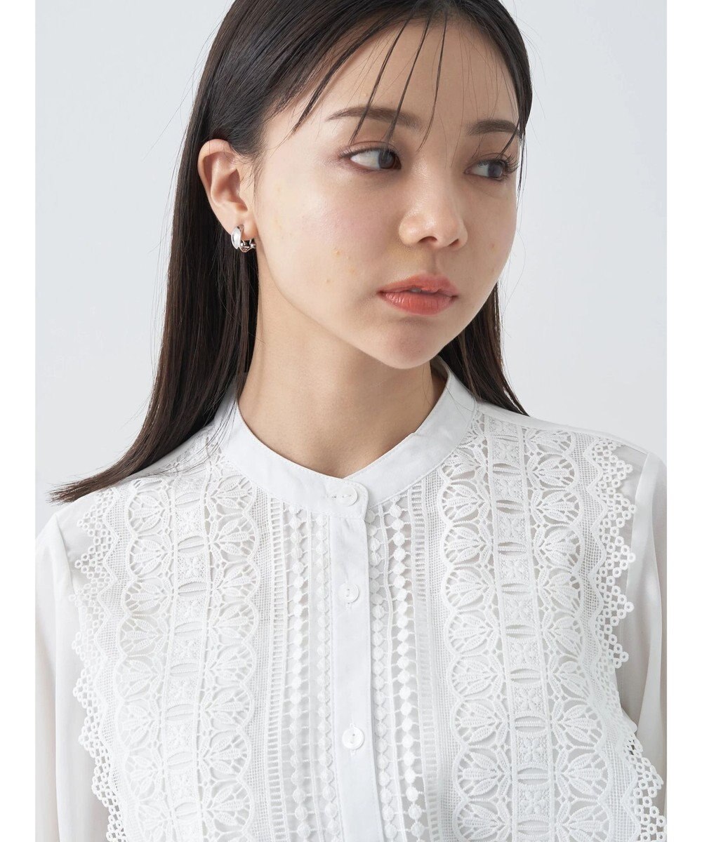 earth music&ecology フロントレースシフォンブラウス 