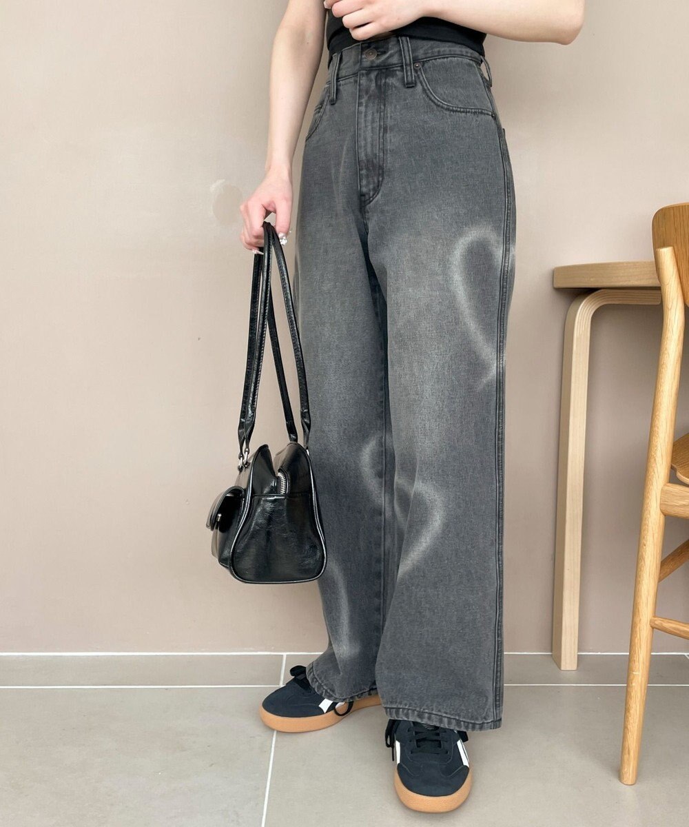 WEGO スプレーペイントストレートデニムパンツ 