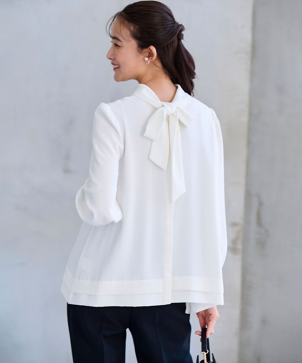 組曲 L 【KUMIKYOKU NAVY】ジョーゼットシフォン2WAY ボウタイブラウス 