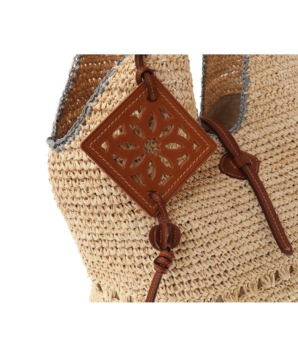 genten クロシェットラフィア　ハンドバッグ大 