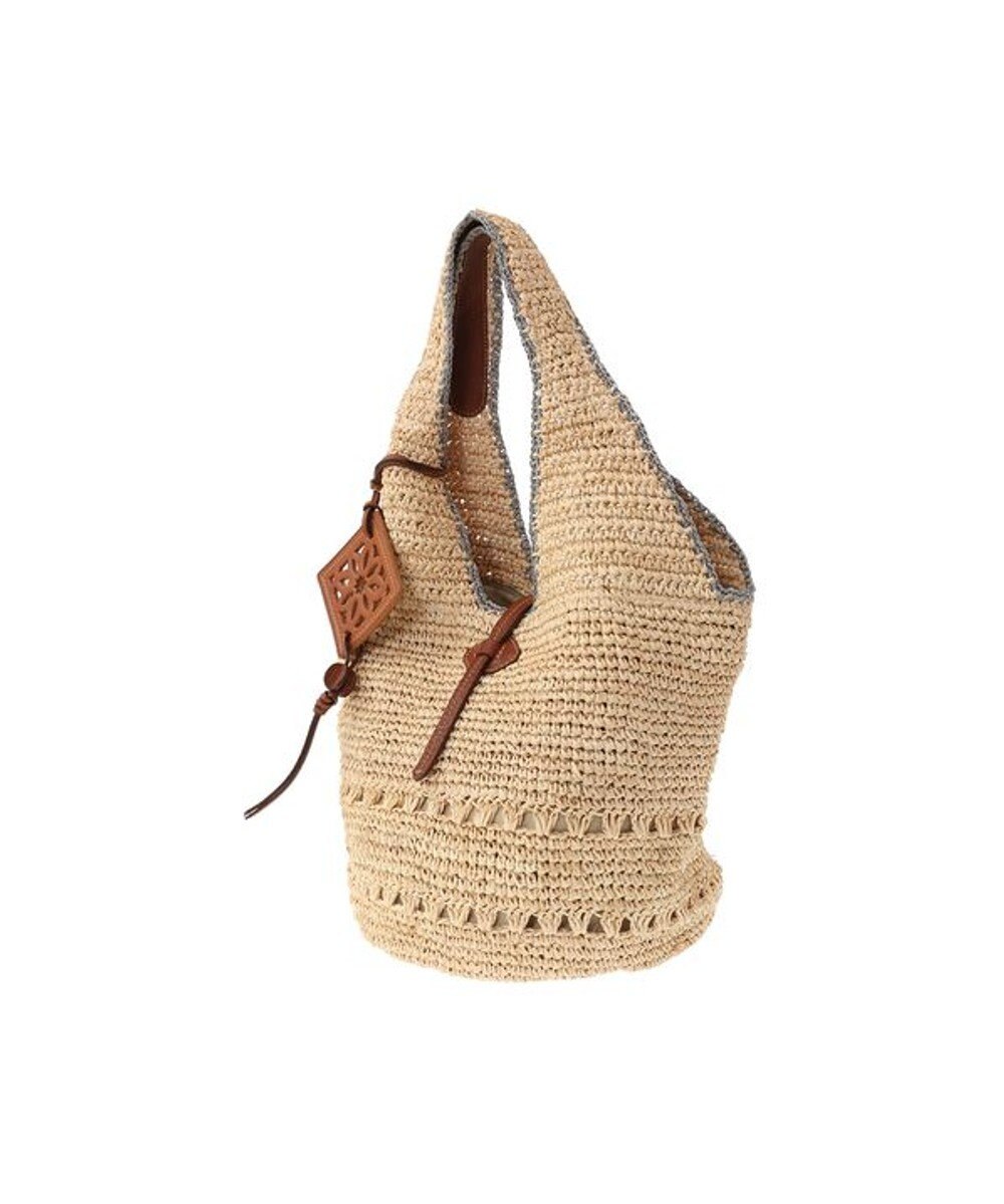 genten クロシェットラフィア　ハンドバッグ大 