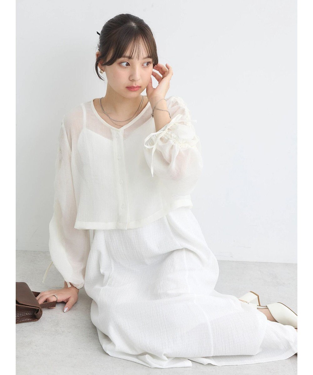 earth music&ecology キラキラシアーギャザーシャツ 