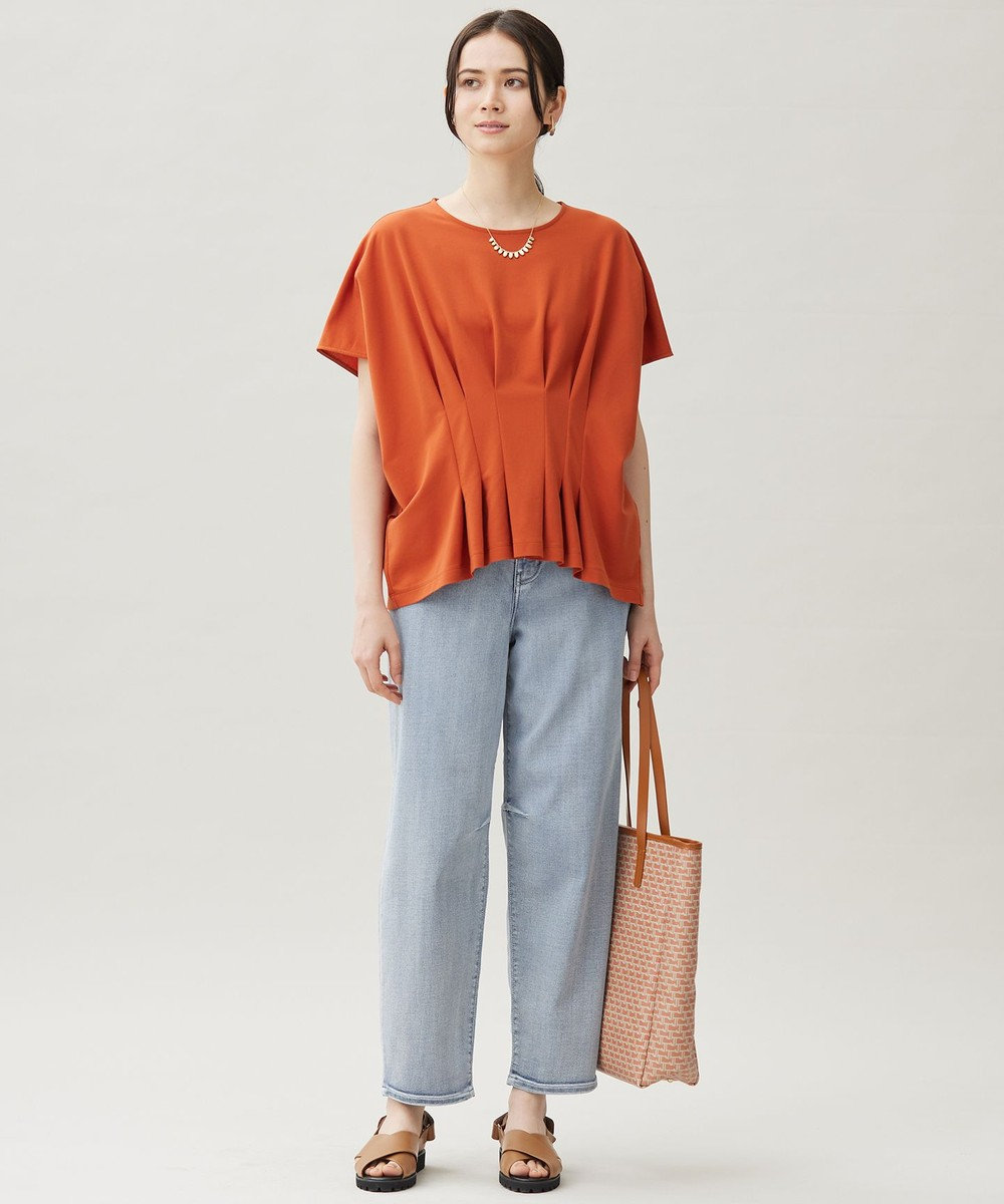 自由区 L 【19号サイズまで展開】ウスカルデニムダーツカーブ パンツ 