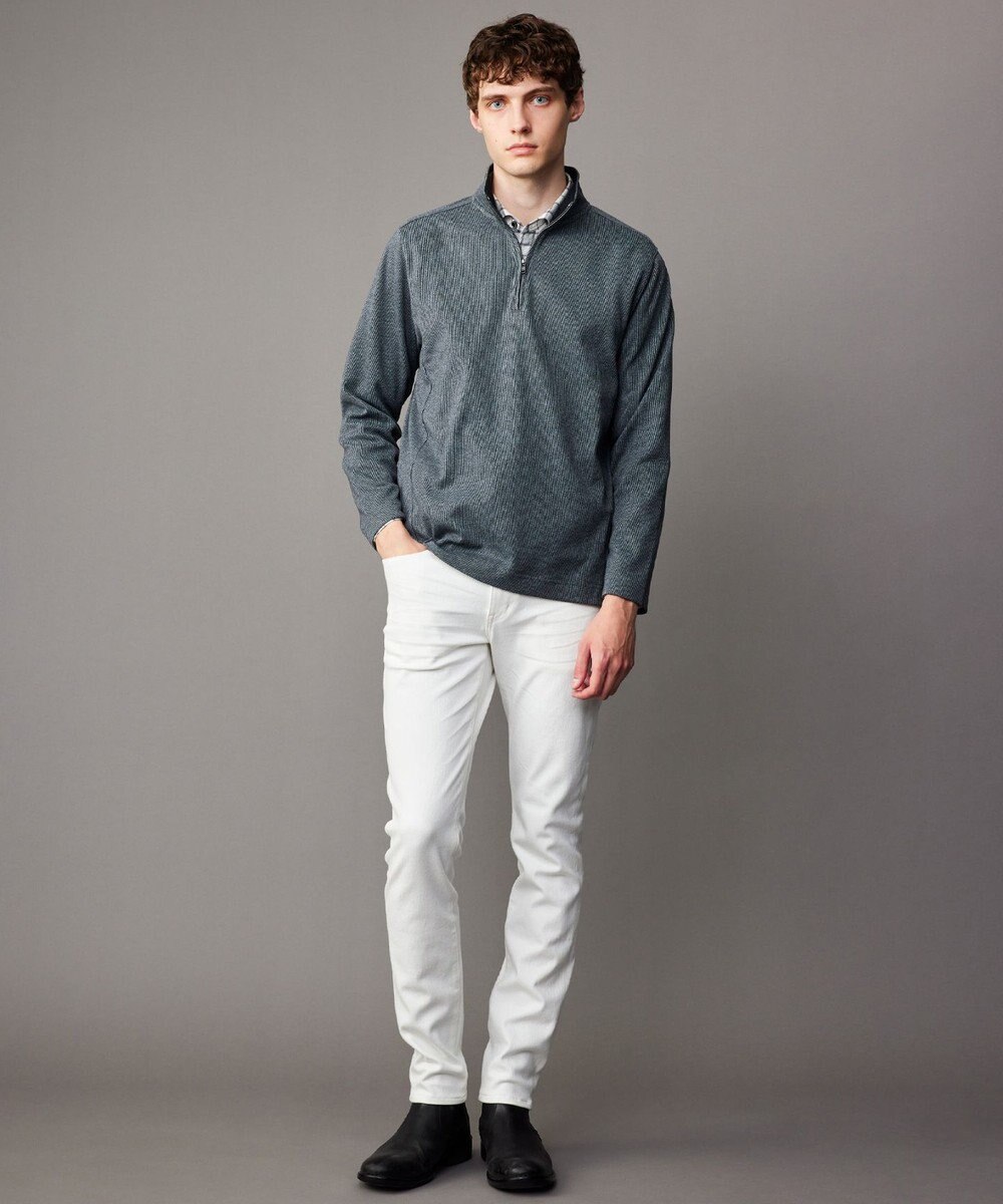 JOSEPH ABBOUD 【保温性/軽量り/ジャパンファブリック】ストライプジャカードジップ  プルオーバー 