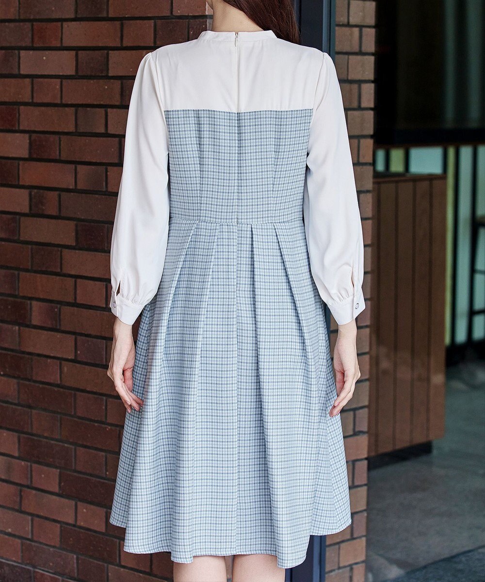 Tiaclasse 【洗える】ビスチェ風ツイードチェックドッキングワンピース 