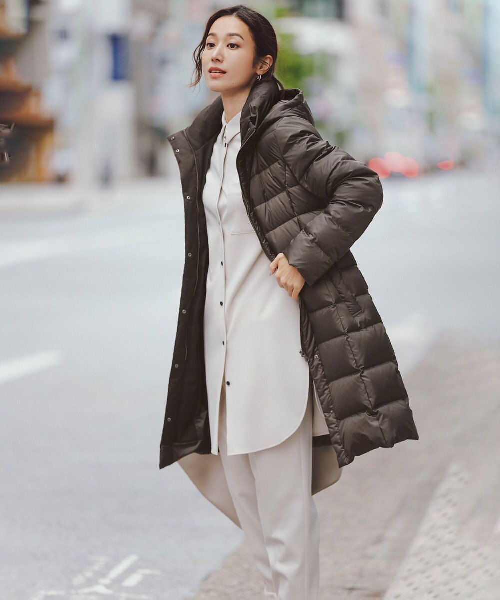 23区 【洗える】シレータフタ ロング ダウンコート 