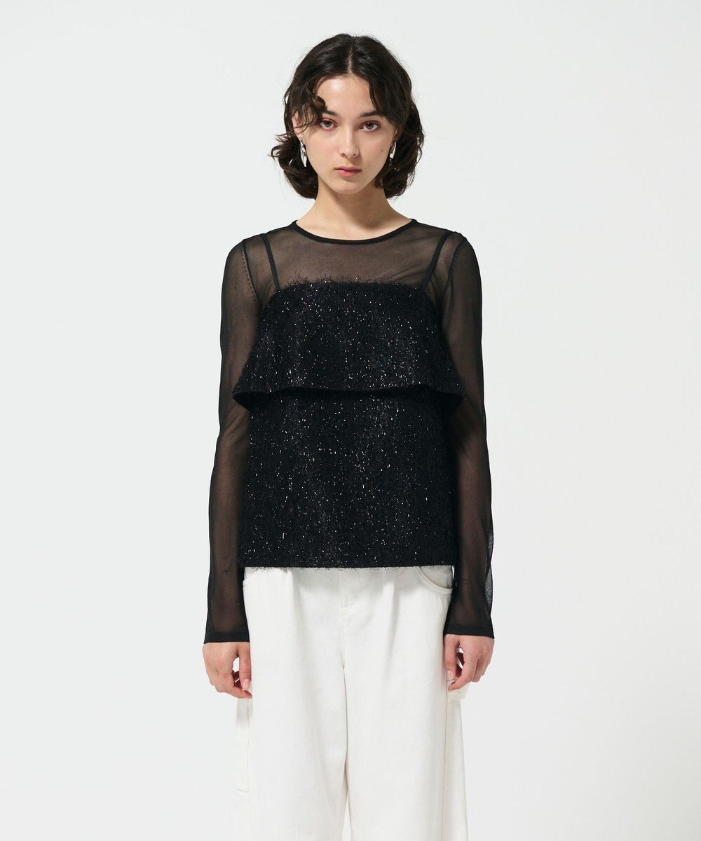 GRACE CONTINENTAL フリンジジャガードノースリーブ トップ 