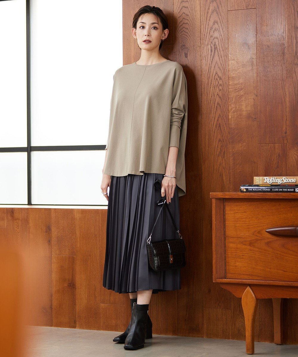 ICB 【洗える】レザーライクプリーツ スカート 