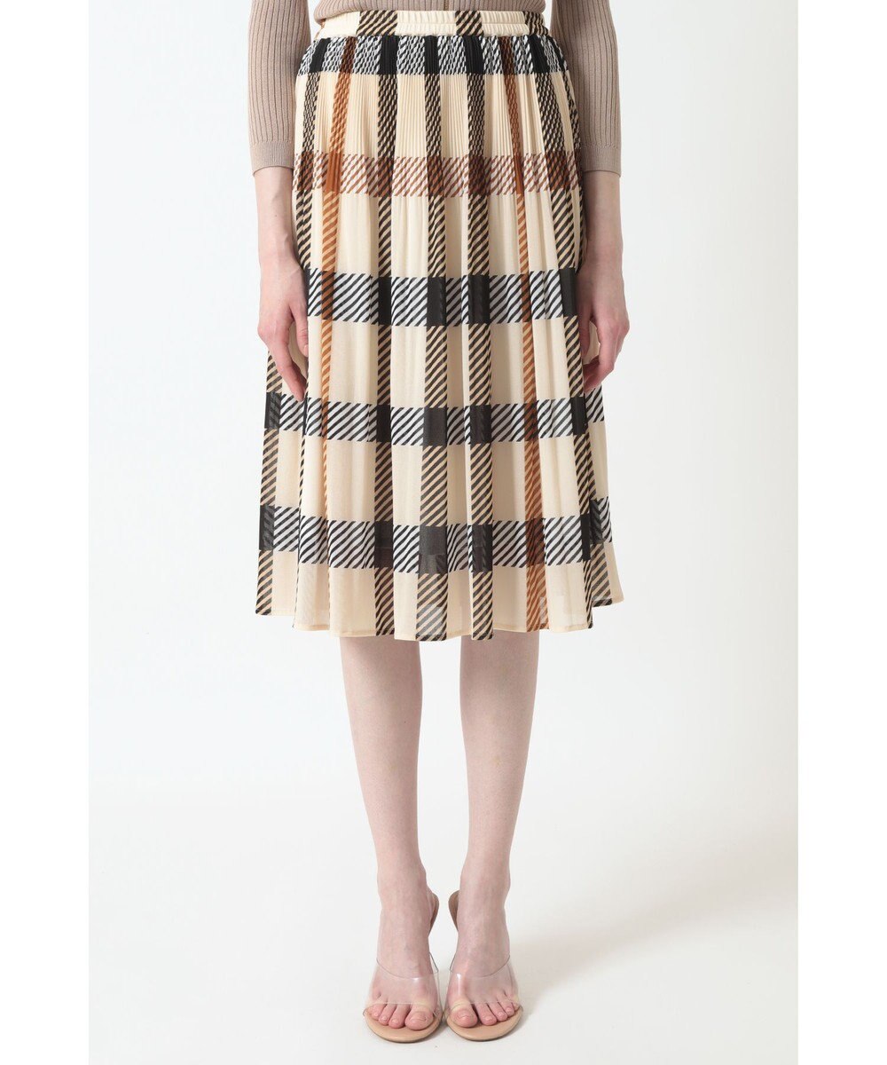 DAKS ハウスチェック プリーツ フレア スカート 