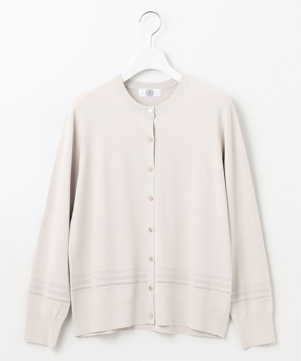 J.PRESS LADIES L 【洗える】レーヨンエリートストレッチ 編み柄 カーディガン 