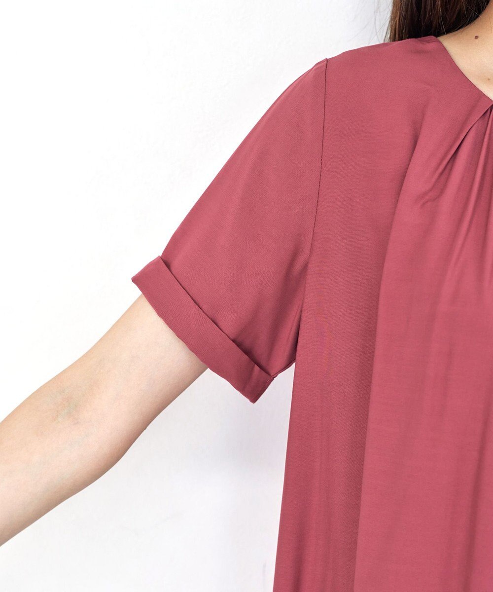 Tiaclasse 【洗える】バックギャザーフレアチュニックブラウス 