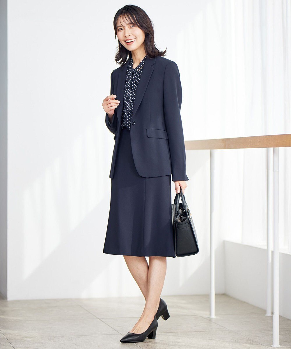 23区 【セットアップ対応/洗える】トリアセダブルジョーゼット テーラード ジャケット 