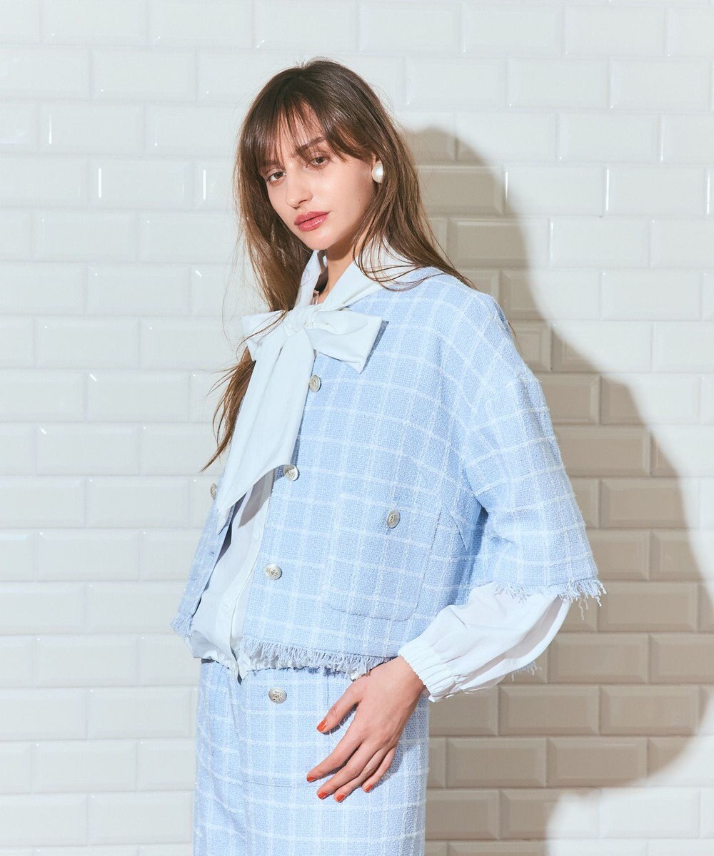 GRACE CONTINENTAL ハーフスリーブツイードジャケット 