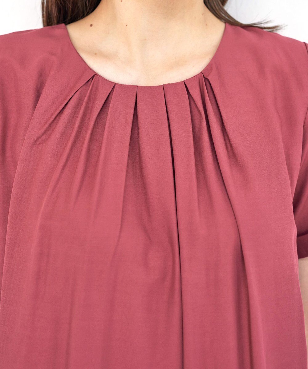 Tiaclasse 【洗える】バックギャザーフレアチュニックブラウス 