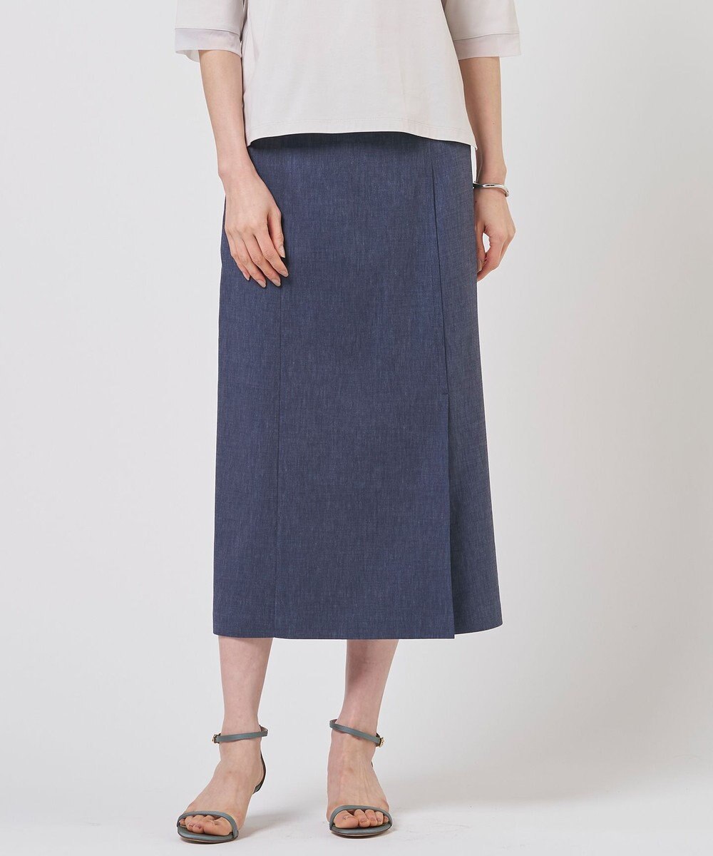 J.PRESS LADIES リネンバイオシャンブレー Aライン スカート 