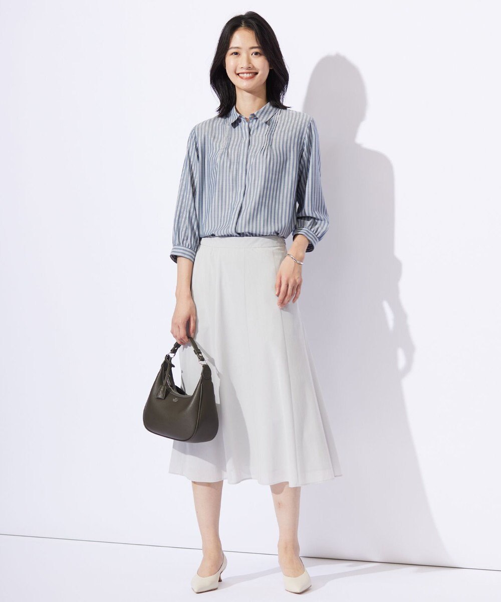 J.PRESS LADIES 【洗える】ウォッシャブルキュプラツイル ピンタック ブラウス 