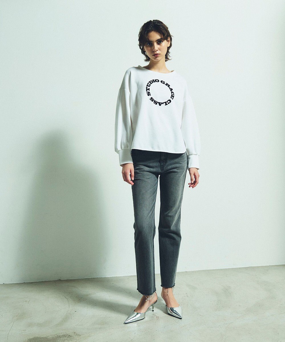 GRACE CONTINENTAL フロッキーロゴプリントトップ 