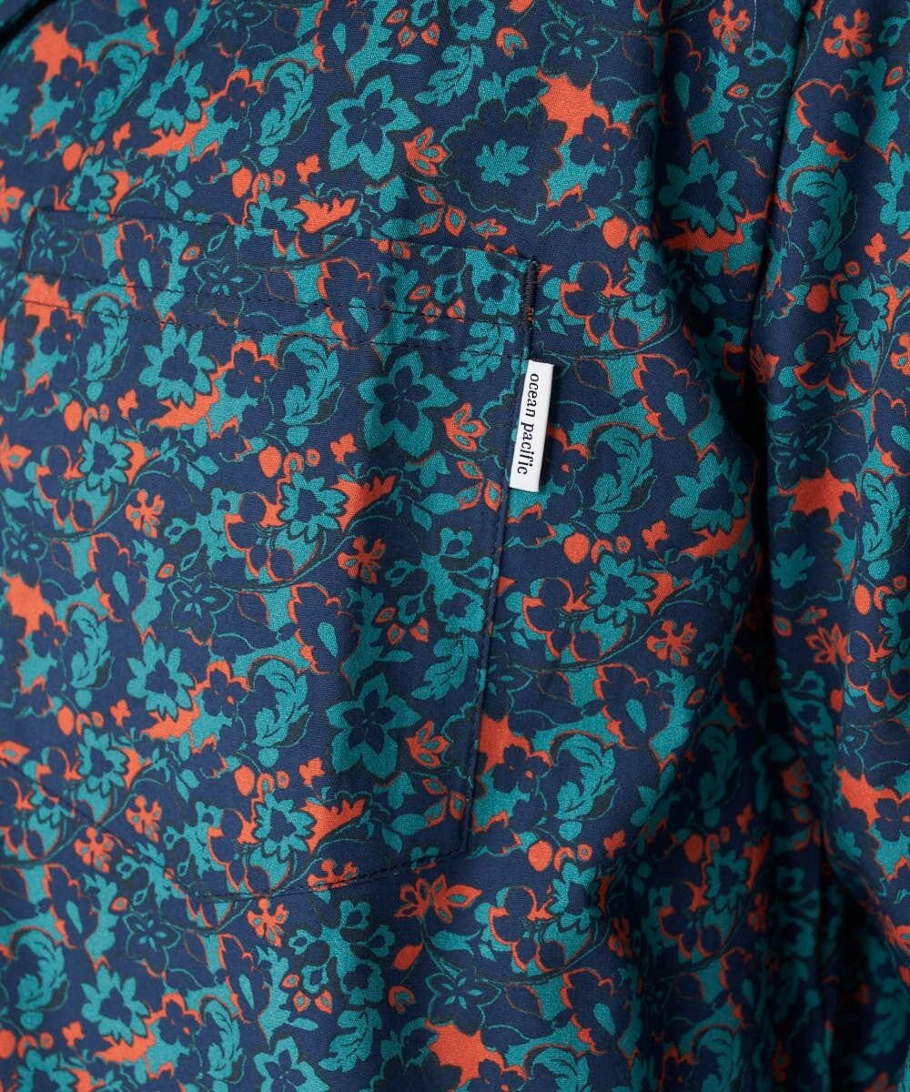 OP／FILA 【Ocean Pacific】プリント長袖オープンネックシャツ 