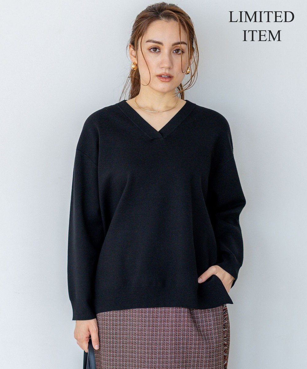 23区 L 【Lサイズ限定/洗える】ヴィスコースストレッチ Ｖネック ニット 