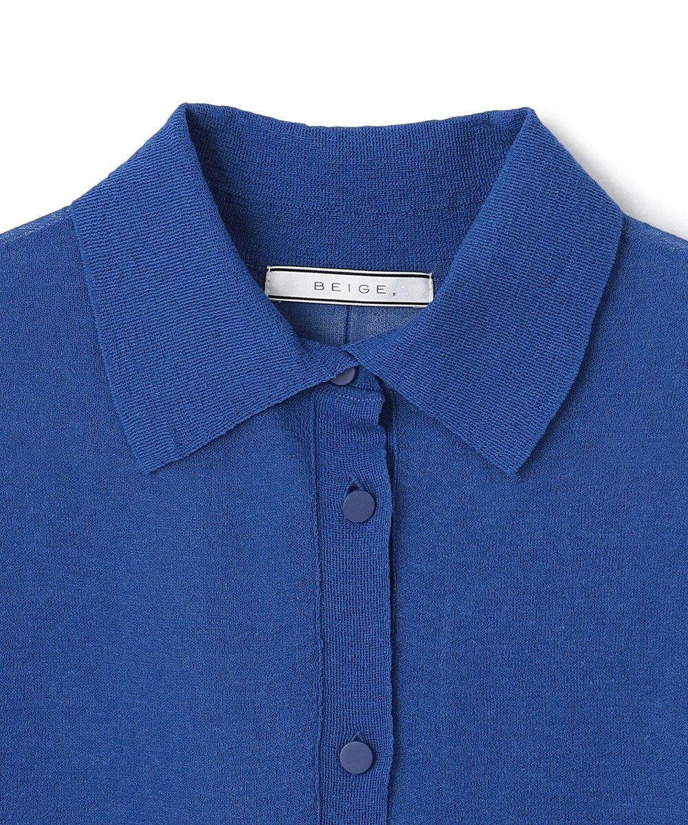 BEIGE， 【洗える・Oggi10月号掲載】MILANO / リネン混シアーポロカラーニット 