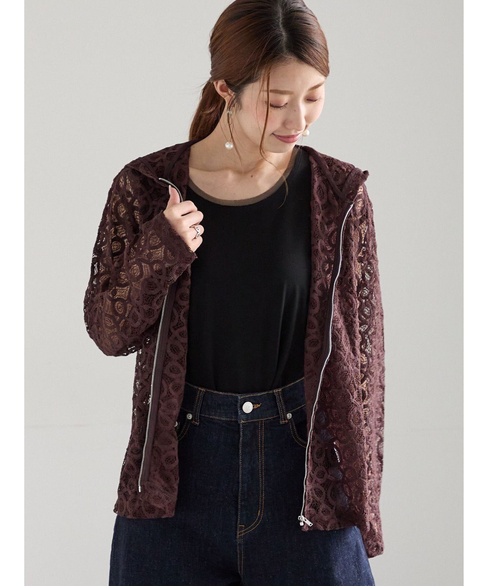 Te chichi レースジップアップフーディー 