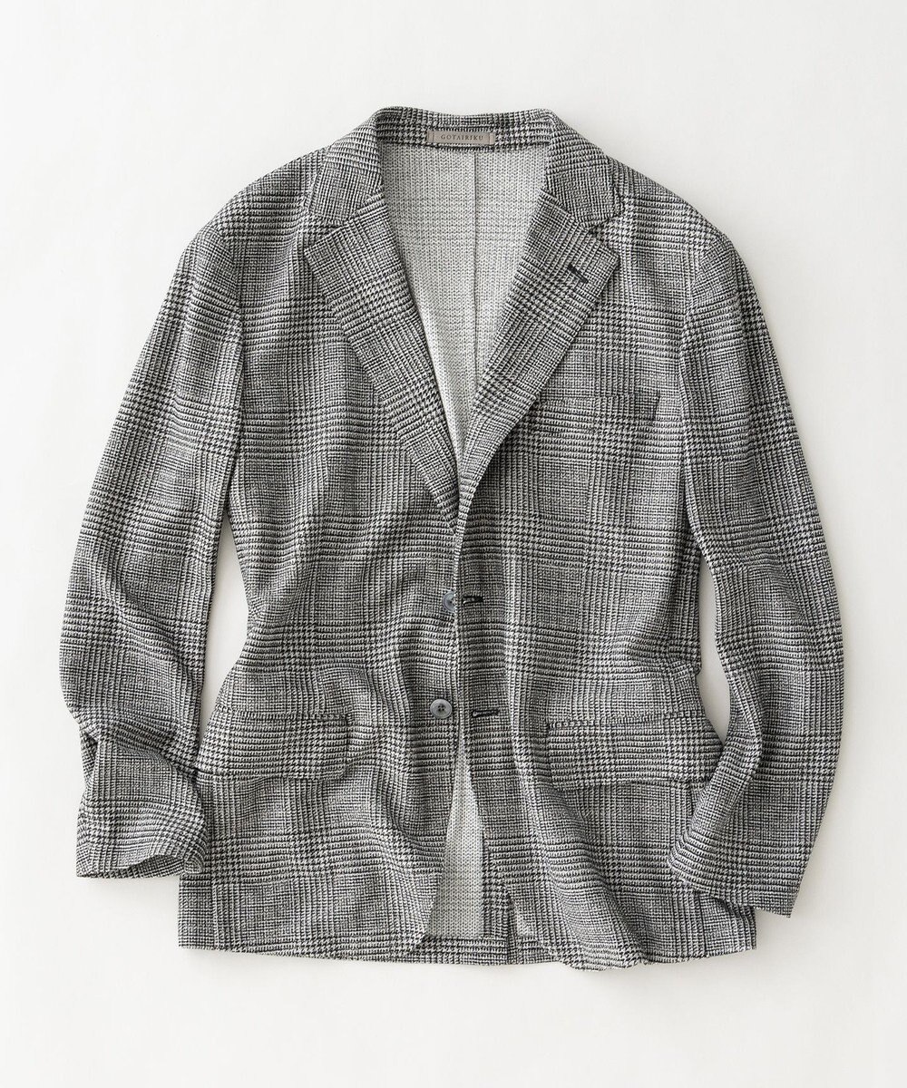 GOTAIRIKU 新柄【吸水速乾/ウォッシャブル】ノルマンディーリネン カーディガンジャケット＿グレンチェック柄 