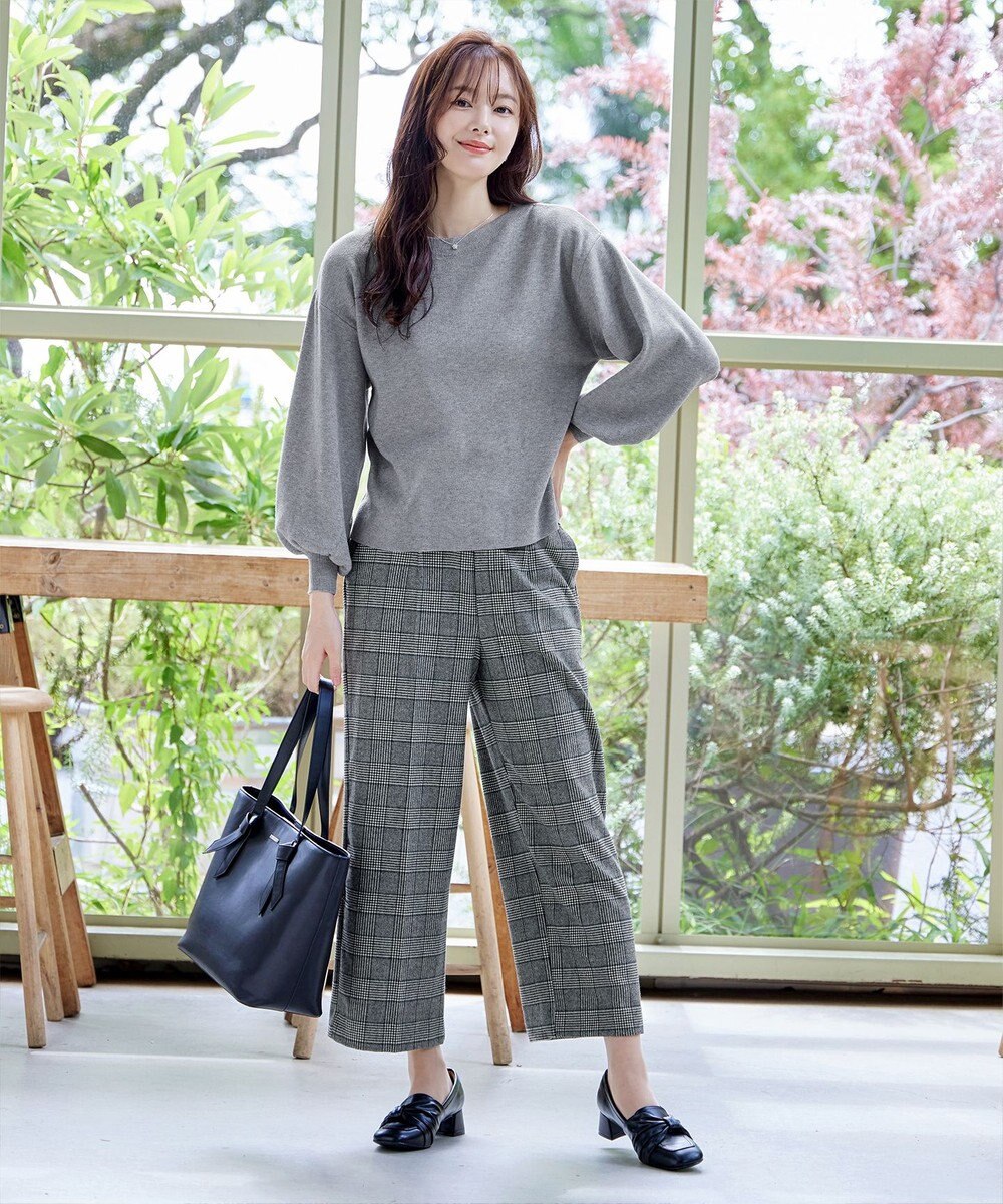 Tiaclasse 【安田美沙子さん着用・洗える】起毛チェック柄ワイドパンツ 