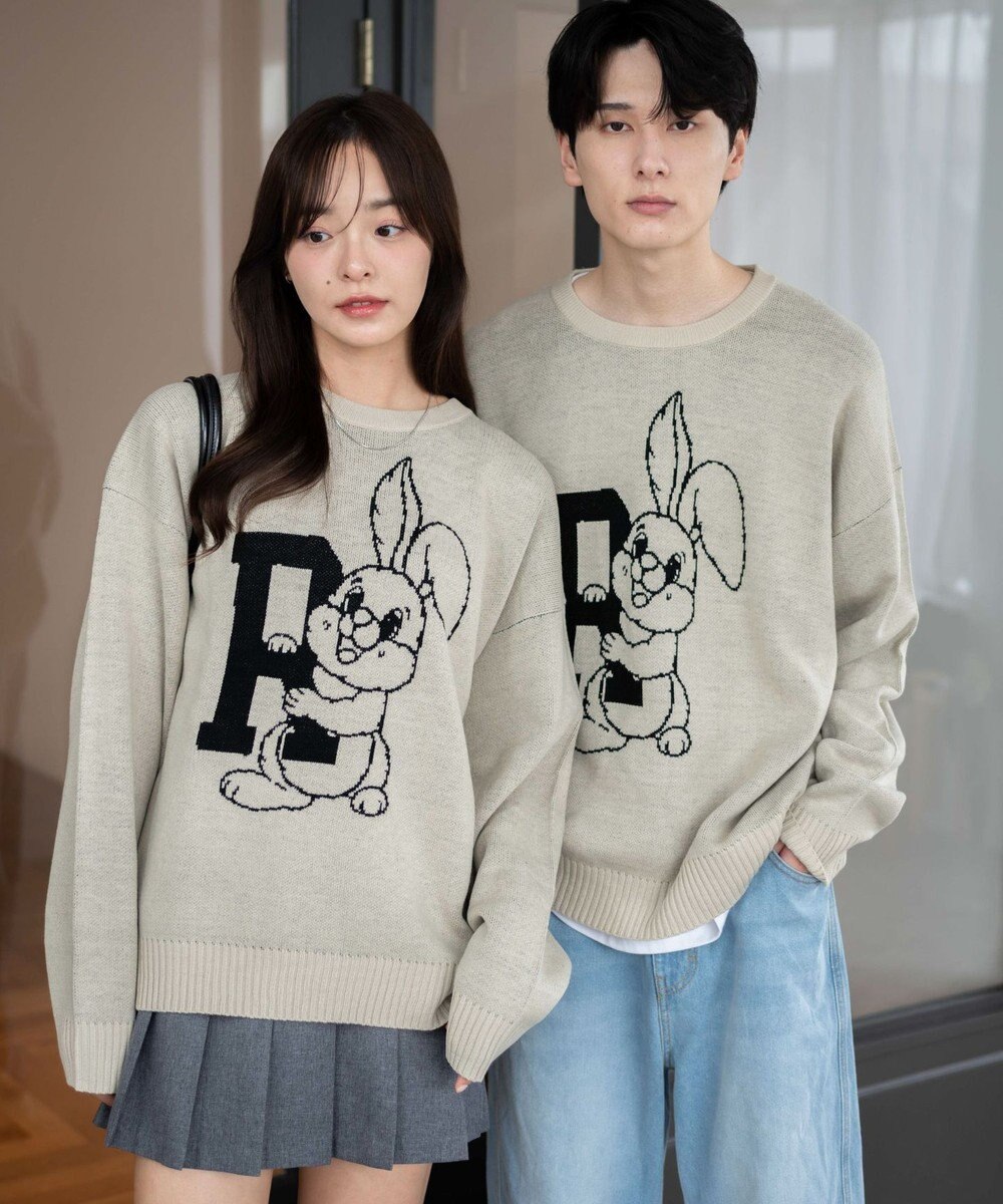 WEGO 【新色追加/ユニセックス着用ITEM/SMLサイズ展開】ジャガードグラフィックプルオーバー（LS） 