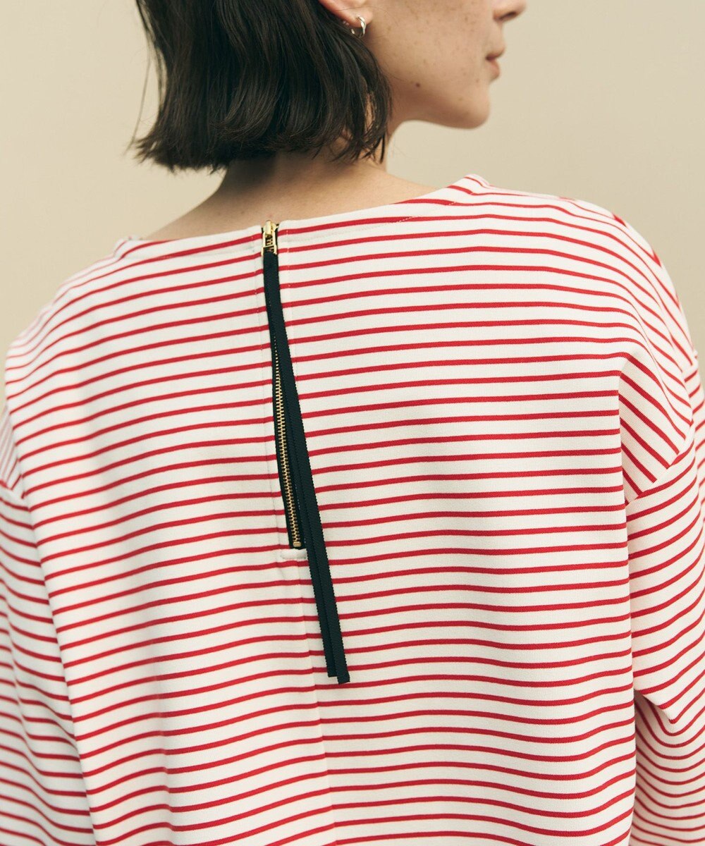 UNFILO ドライタッチリブ バックZIP ボーダートップス 