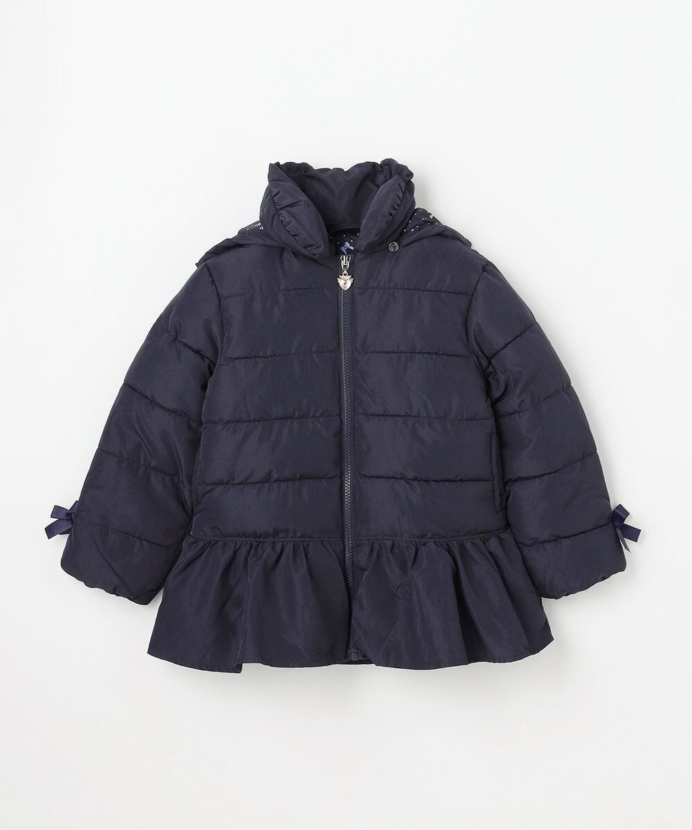 ANY KIDS 【フード取り外し/洗濯機可能】中綿フリル リボンコート 