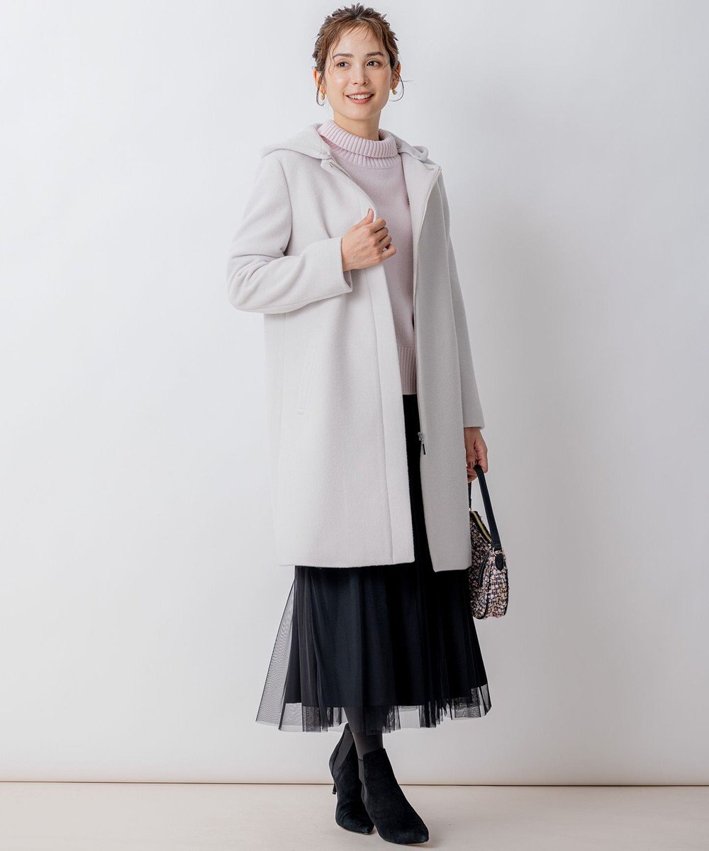 組曲 【2WAY・WEB限定】ショートビーバー フーディーロングコート 