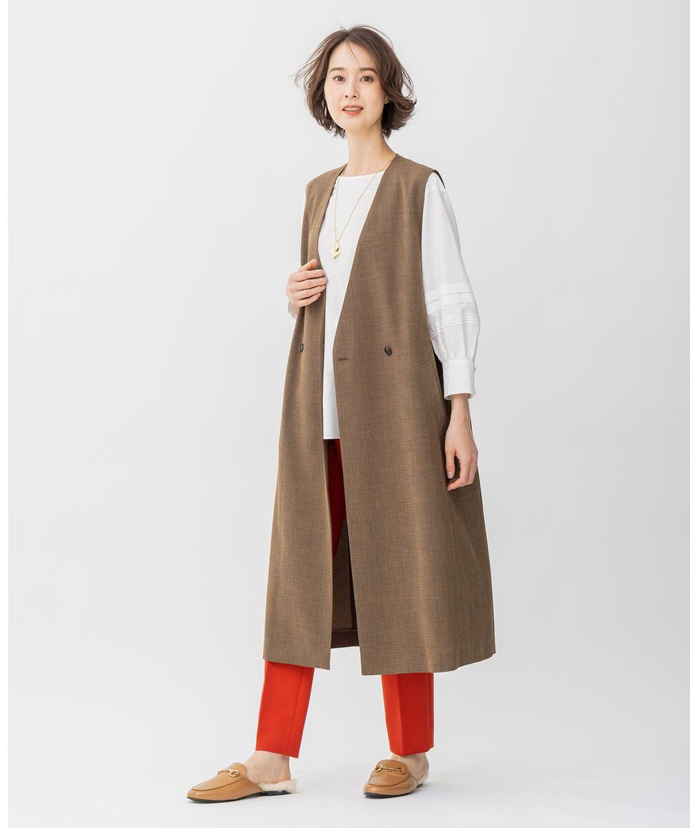 自由区 【洗える】グレンチェック ロングジレ 