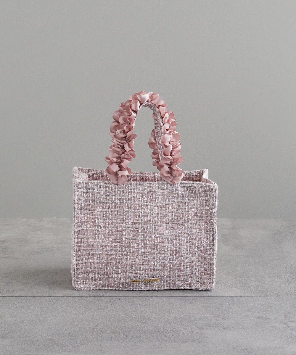 Maison de FLEUR ツイードフリルハンドルスクエアトートSバッグ 