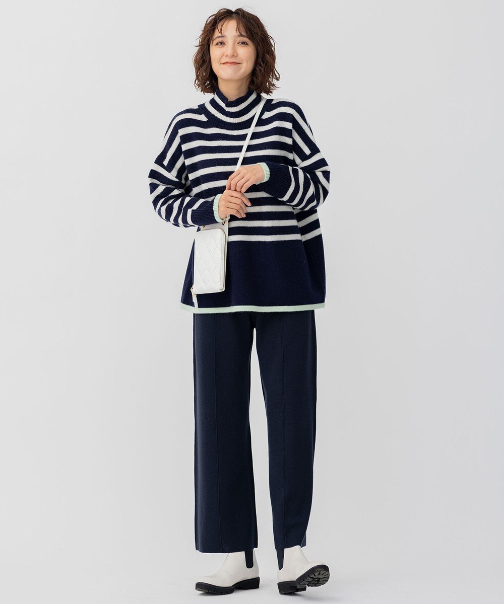 23区 【CLASSY.1月号掲載】ウールナイロン ボーダー ハイネック ニット 