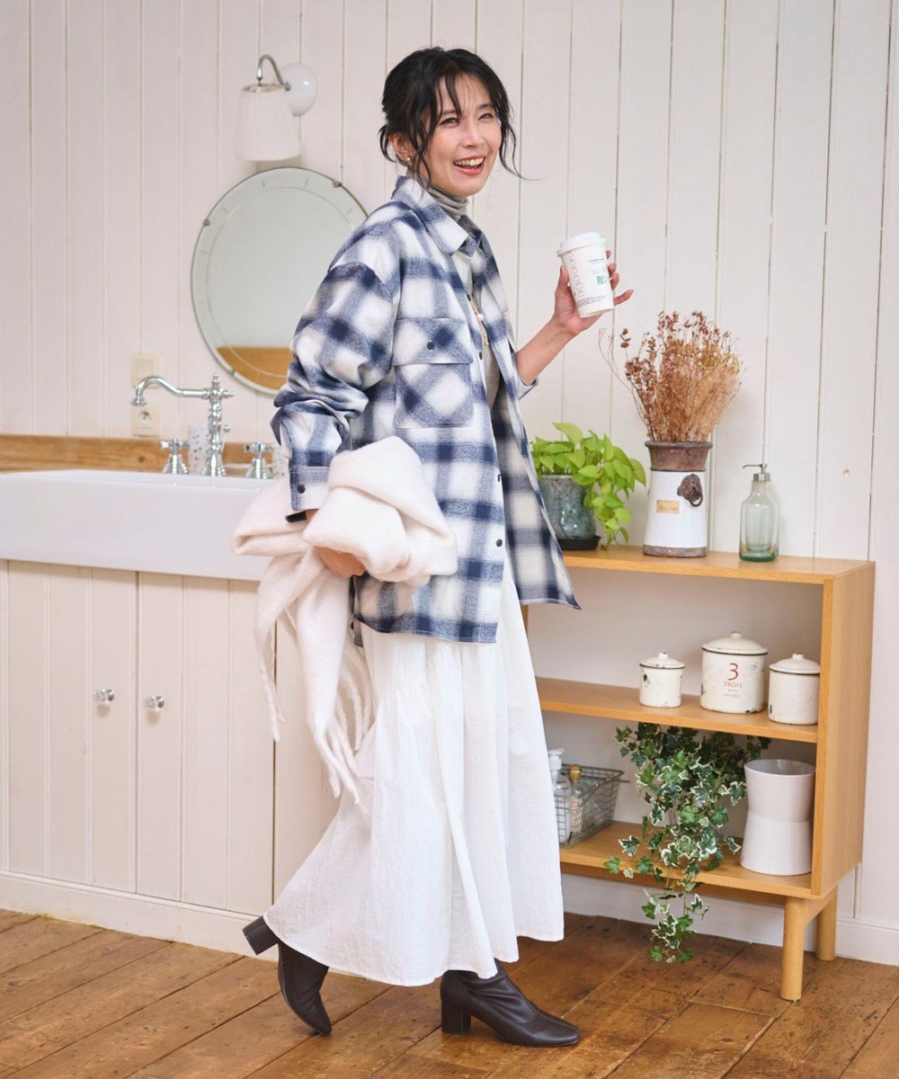 WEGO 【2025年秋冬新作/SMLサイズ展開/ユニセックス着用ITEM】オンブレチェックネルシャツ（LS） 