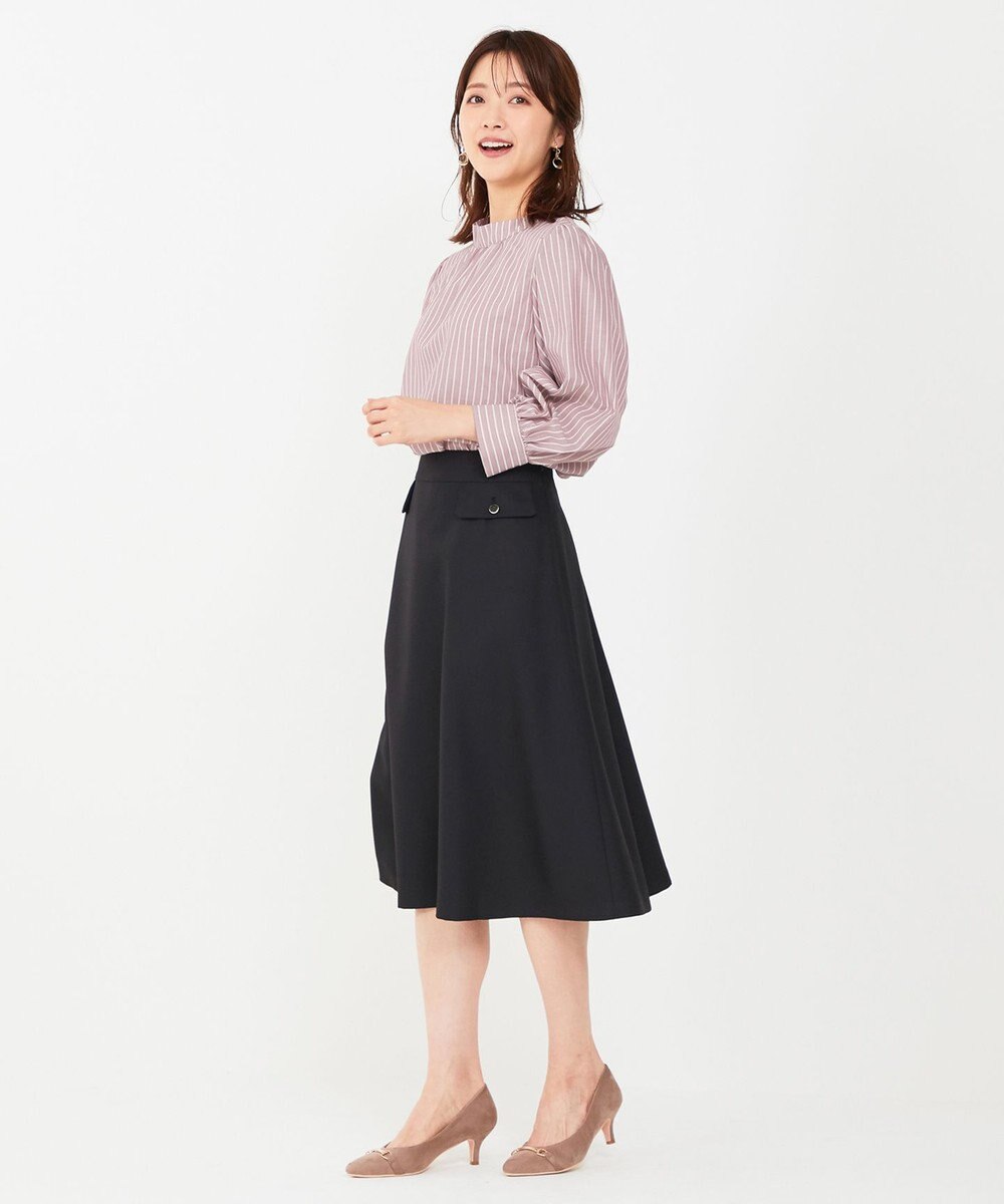 ANY SIS 【洗える】フェイクパールストライプ ブラウス 