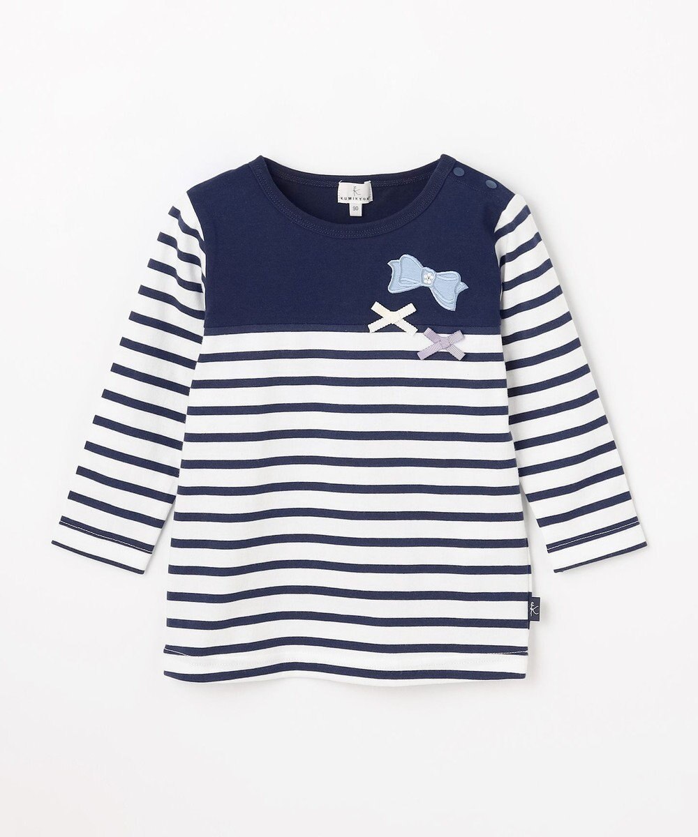 組曲 KIDS 【80-100㎝】 リボンボーダー Tシャツ 