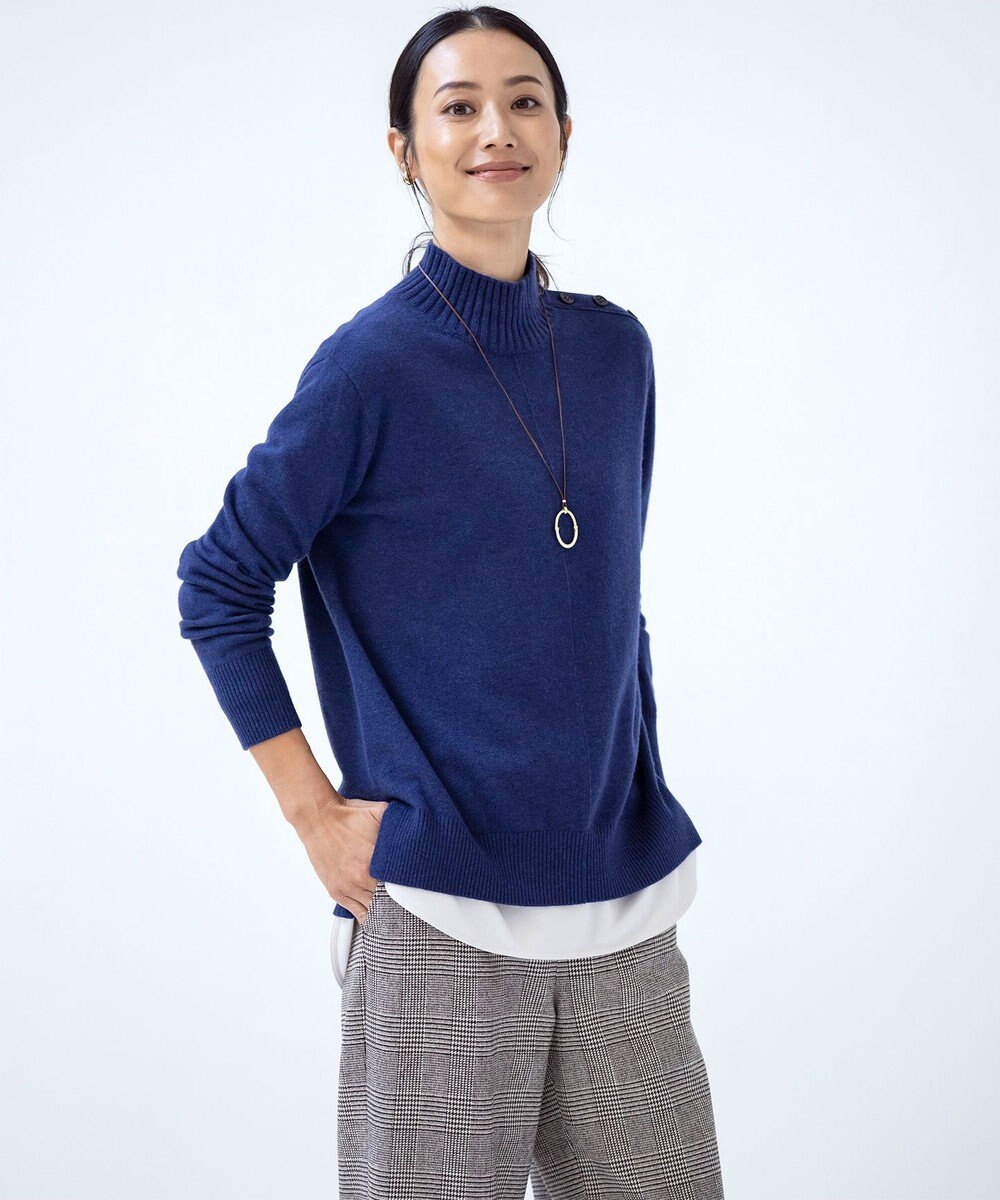 J.PRESS LADIES 【洗える】WOOL BLEND AIR ハイネック ニット 