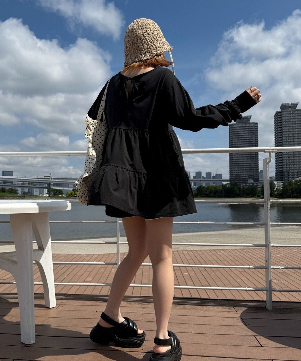 WEGO 【UVカット/接触冷感/吸水速乾/水陸両用/ラッシュガード】ティアードデザイントップス 