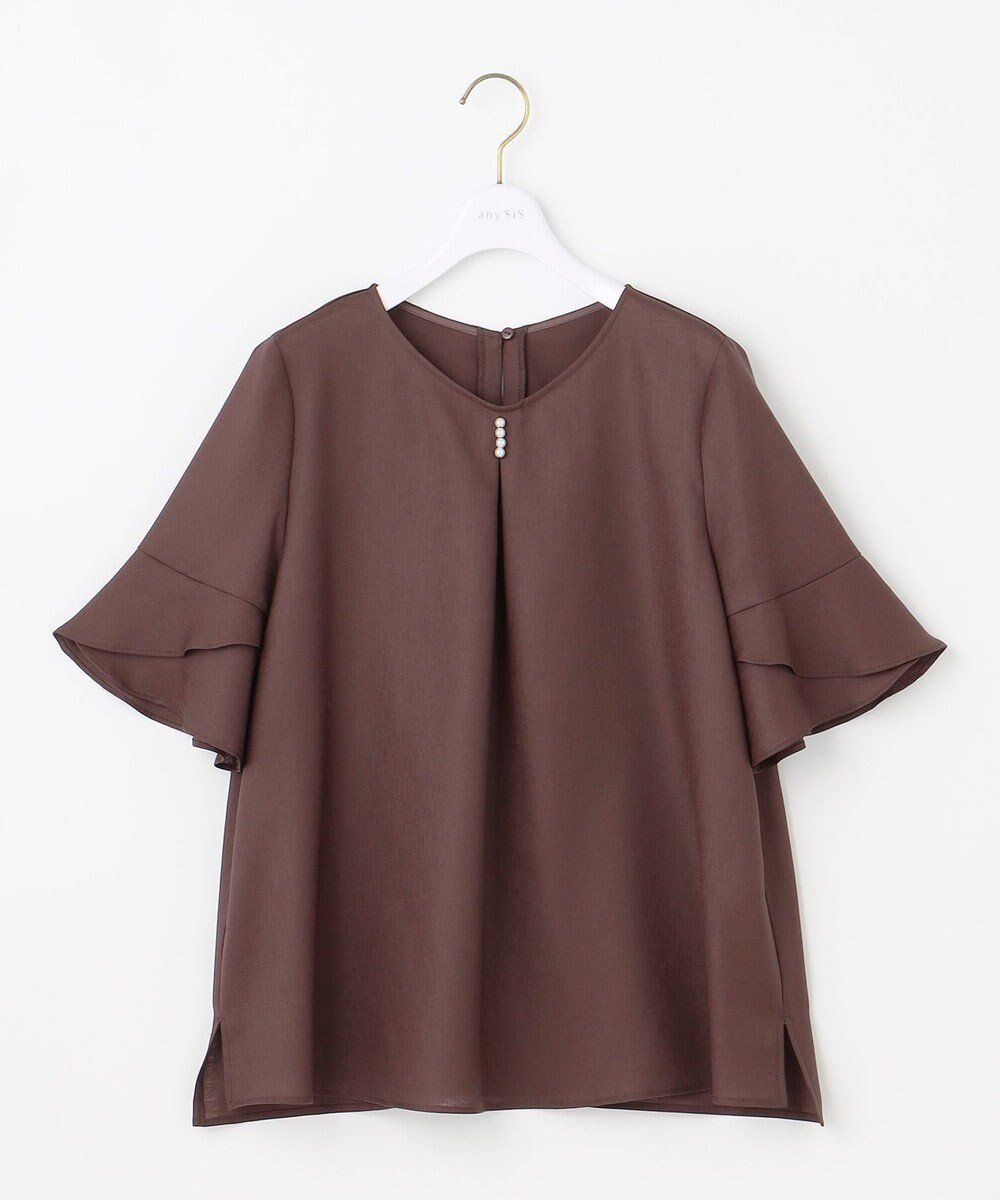 ANY SIS S 【接触冷感・UVカット・速乾】スムージーポリエステル フレアスリーブ ブラウス 