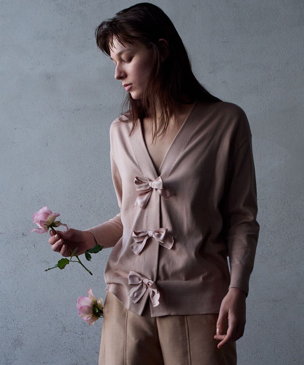 自由区 【カトリエムブーケ】Detail du ruban リボンディティールカーディガン 