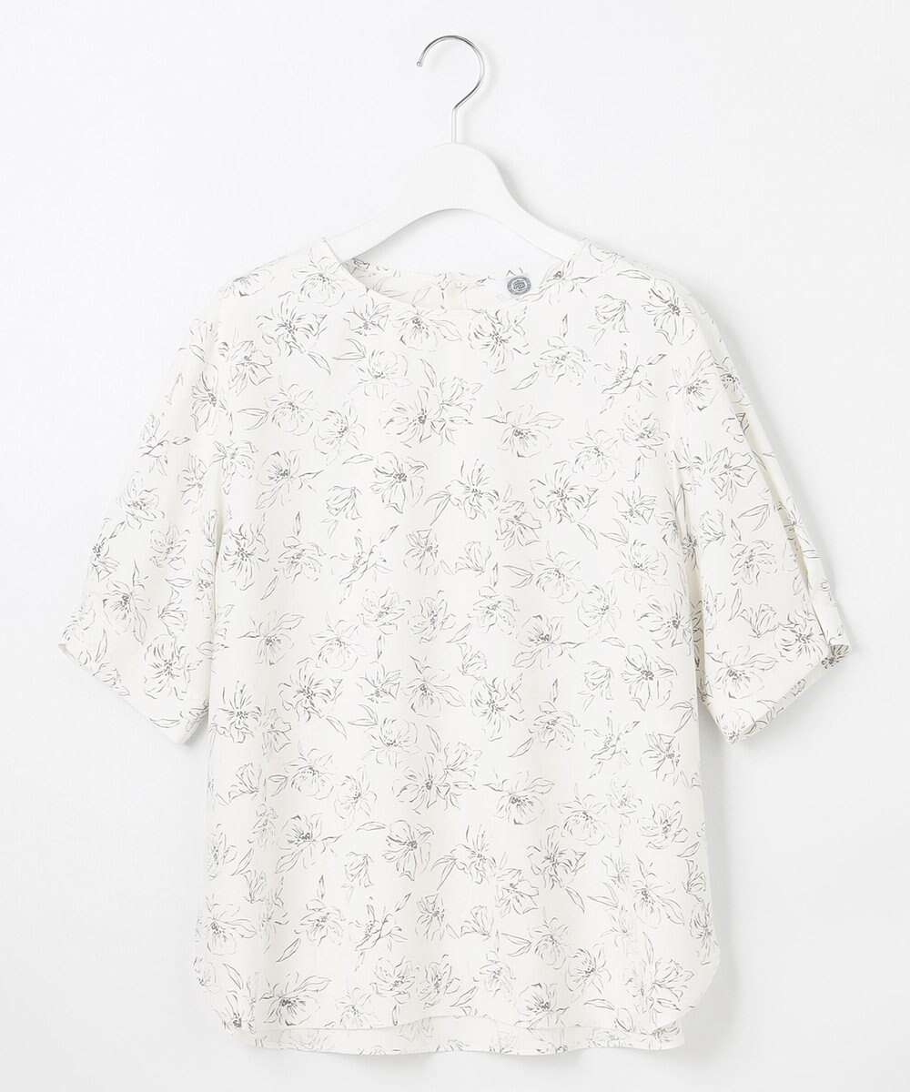 J.PRESS LADIES L 【洗える】ラインフラワープリント ブラウス 