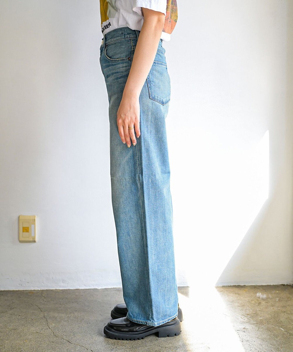 caqu スッキリ足長効果 ハイライズバギーシルエットデニム 