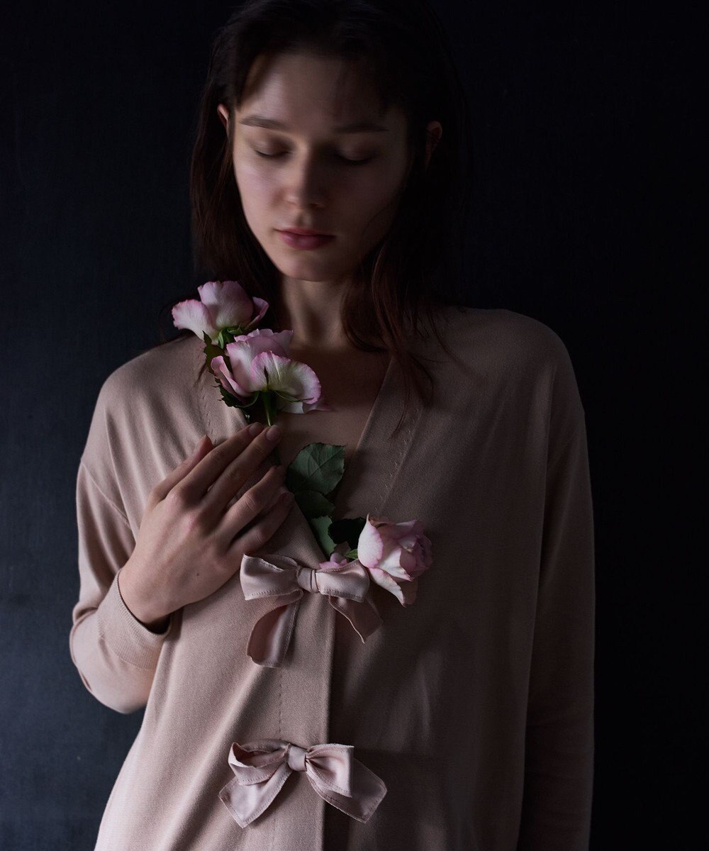 自由区 【カトリエムブーケ】Detail du ruban リボンディティールカーディガン 