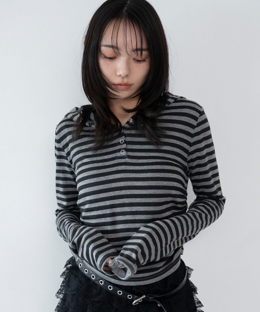 WEGO ヘンリーネックフードロンT 