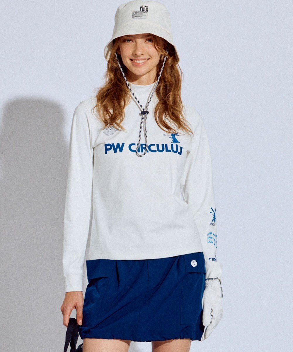 PW CIRCULUS 【吸水速乾 / UV遮蔽率99.5% UVカット / ストレッチ】【WOMEN】ラビットグラフィック ロングスリーブモックT ゴルフウェア レディース 