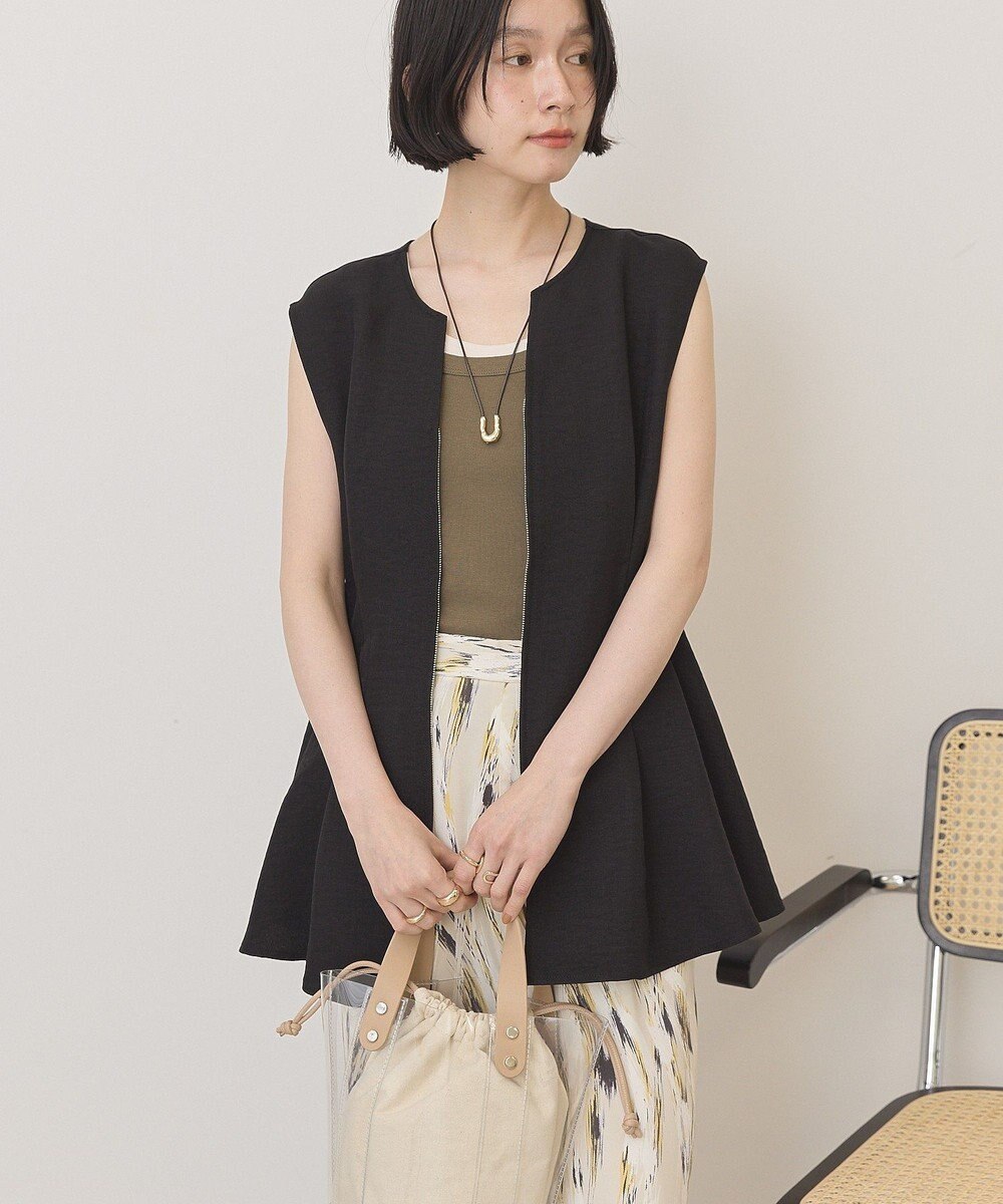 AMERICAN HOLIC 【イージーケア】リネンライクペプラムベスト 